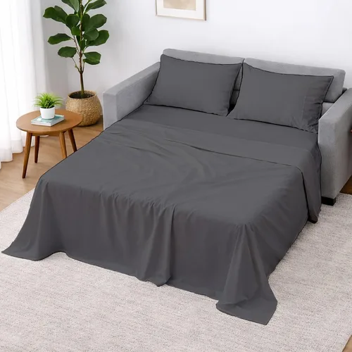 Vista 18 de Cottington Lane Juego de 4 piezas de sábanas para sofá cama tamaño matrimonial, 100% algodón egipcio de alta calidad para sofá cama, sofá biplaza