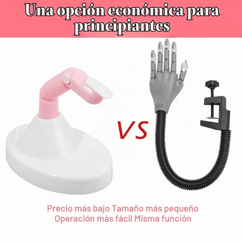 Vista 7 de Dedos de práctica para uñas acrílicas, dedos falsos movibles flexibles para practicar uñas postizas, 1 práctica de dedo rosa ajustable, 1 base