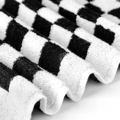 Vista 7 de Frienda Juego de 4 toallas de mano a cuadros para baño, cocina, toallas de baño suaves retro de tablero de ajedrez altamente absorbentes para baño
