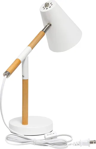 Vista 8 de Simple Designs LD1059-WHT Lámpara de escritorio pivote de madera, blanco mate