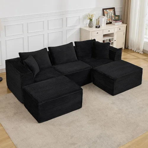 Vista 19 de Sofá modular modular de 107 pulgadas, moderno sofá seccional Cloud con asiento profundo, sofá deshuesado en forma de L con diván para sala de estar
