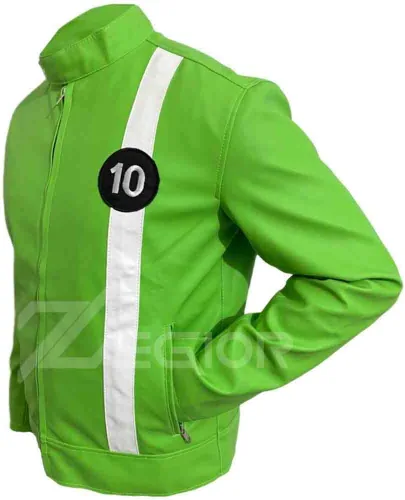 Vista 5 de Chaqueta de cuero verde Ben-10 para hombre, tallas XXS-4XL