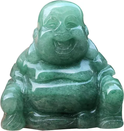 Vista 7 de Estatua de Buda feliz de Maitreya de piedra tallada a mano, escultura de bolsillo de cristal curativo, decoración de 1.5 pulgadas de alto, obsidiana