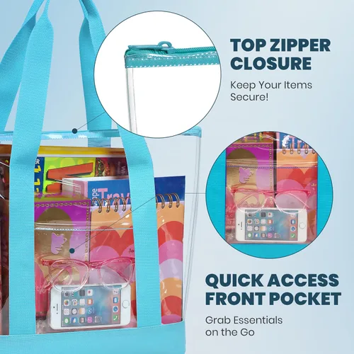 Vista 4 de Handy Laundry Bolsa transparente cierre de cremallera, correa larga para el hombro, ribete de tela. Zipper Closure, Long Shoulder Strap, Fabric