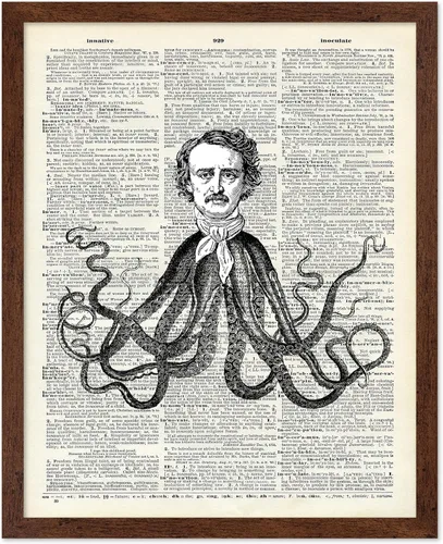 Vista 50 de Poster Master Póster de pulpo para parejas, póster de diccionario, arte Kraken, regalo romántico para él, ella, amantes, decoración náutica
