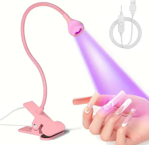 Vista 10 de Lámpara LED de manicura de uñas, lámpara de secado con cuello de cisne y abrazadera para uñas de gel, lámpara UV de cuello de cisne de 3 W, mini luz