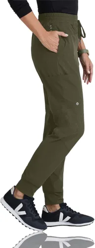 Vista 3 de Barco One Pantalón deportivo, pantalón quirúrgico de altura media, con tejido elástico de 4 vías y 3 bolsillos, para mujer