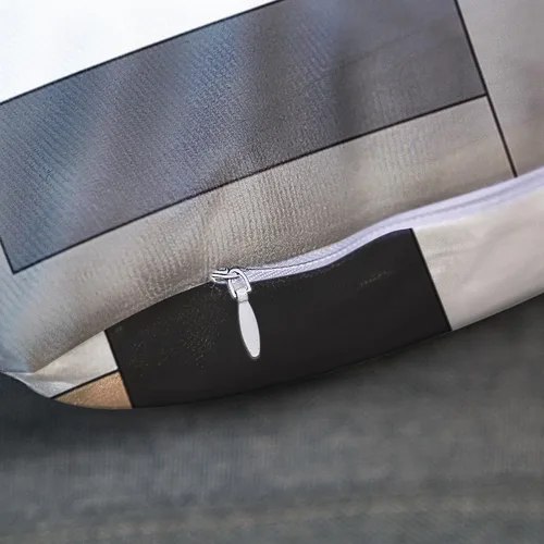 Vista 7 de Emvency Juego de 2 fundas de almohada geométricas marrones, color negro, gris, blanco, pintura abstracta a cuadros, funda de almohada decorativa