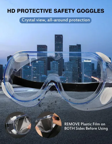 Vista 4 de MELASA Anteojos de seguridad ANSI Z87.1, antivaho gafas protectoras de laboratorio, gafas de protección ocular Comfortable Soft Edge Design