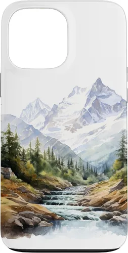 Vista 23 de Funda para iPhone 11 Pro acuarela montañas paisaje