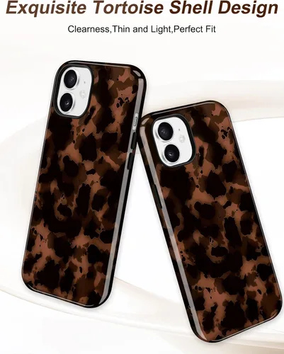Vista 311 de Jusy Funda compatible con MagSafe con estampado de caparazón de tortuga marrón para iPhone 7/8/SE, cubierta protectora de TPU suave magnética