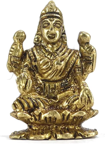 Vista 7 de ASHIRWAD Escultura de estatua de ídolo de latón para Diwali Pooja, templo, decoración del hogar, Vastu Laxmi Devi Maa AE000006-18 (Laxmi-18)
