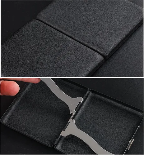 Vista 4 de Cigarette Case for 20 Regular Size Cigarettes, Metal Cigarette Box, 2 Pack, Cigarette Case for Men Women,One Size,Black