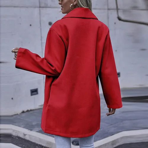 Vista 3 de Gabardina de lana de invierno para mujer, cálida, delgada, larga, abrigo para mujer, moda de otoño 2022