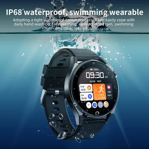 Vista 4 de KAVVO Cyber RH1 - Reloj inteligente, compatible con iOS y Android, pantalla TFT de 1.39, impermeable IP68, monitor de frecuencia cardíaca y presión