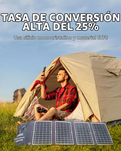 Vista 2 de ELECAENTA Panel solar portátil de 30W, 18W USB C, QC3.0 y USB A, conversión