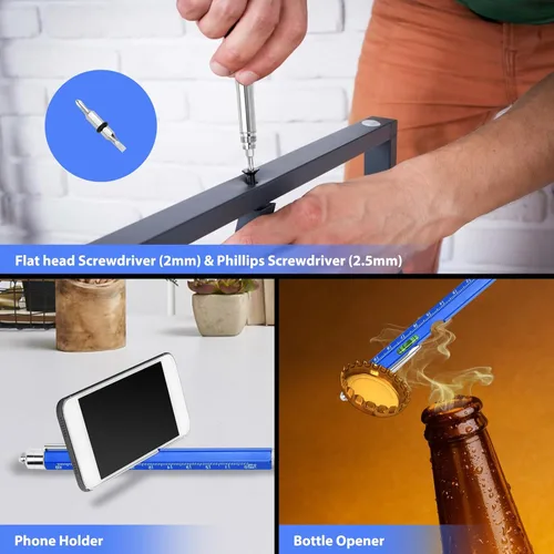Vista 7 de Regalos de bolígrafo para hombres, geniales gadgets 9 en 1 bolígrafo multiherramienta, rellenos de calcetines para hombres y mujeres, regalos útiles