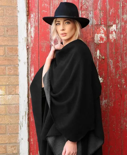 Vista 3 de MissShorthair - Poncho para mujer, estampado, chal envolvente, de moda, abierto al frente, capa.