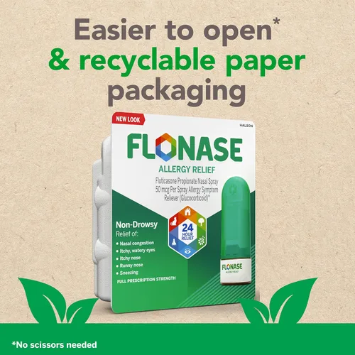 Vista 6 de Flonase - Spray nasal para alivio de alergias, medicina antialérgica de 24 horas que no produce somnolencia, aerosol nasal medido de 60 atomizaciones