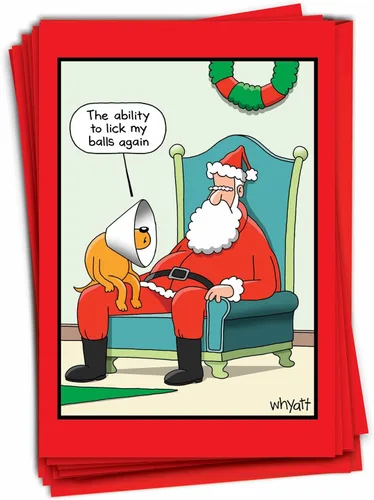 Vista 10 de NobleWorks - 12 divertidas tarjetas de dibujos animados para Navidad - Humor navideño, juego de tarjetas de papelería en caja