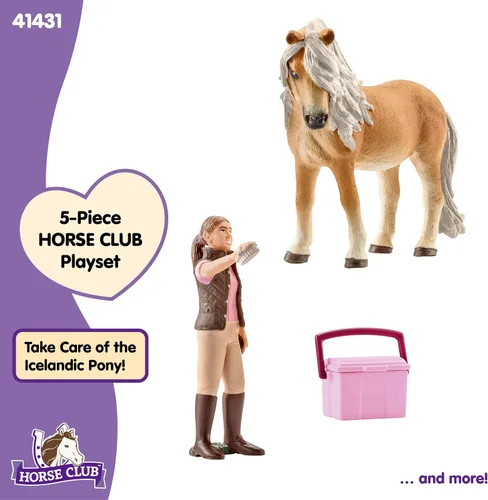 Vista 4 de Schleich Horse Club Horse Toy para niñas y niños a partir de 5 años, novio con pony islandés