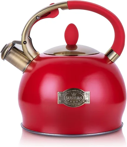 Vista 10 de SUSTEAS Tetera Silbante para Estufa - Tetera de Té de Acero Inoxidable Grado Alimenticio con Mango Ergonómico de Toque Frío, Con 1 Guante de Negro