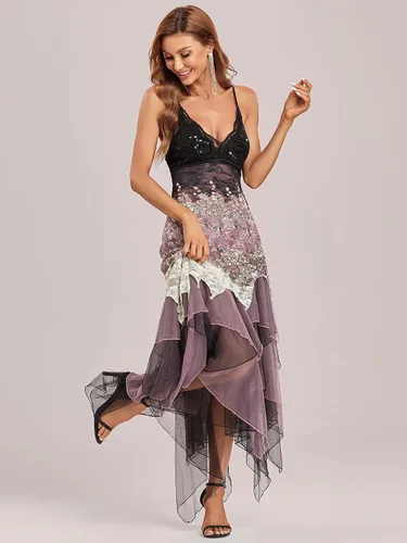 Vista 4 de Ever-Pretty Vestido de cóctel de encaje sin mangas de longitud de té de una línea para mujer 6212B