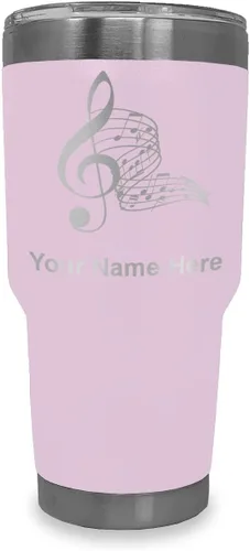 Vista 52 de LaserGram Vaso aislado al vacío de 20 onzas, notas musicales, grabado personalizado incluido (negro)