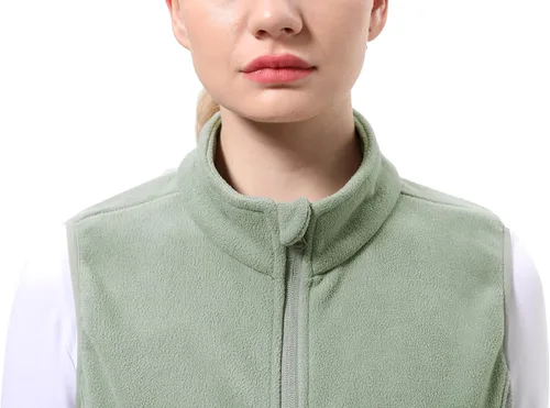 Vista 3 de BenBoy Chaleco de forro polar para mujer, chaleco suave, sin mangas, con bolsillos con cremallera, ropa cálida para otoño e invierno