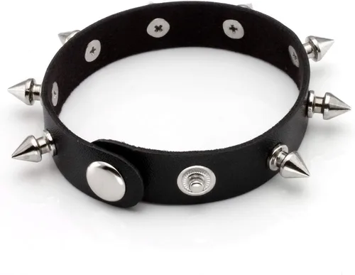 Vista 5 de Manfnee Pulsera gótica punk con remaches de clavos de metal, ajustable C: 3 piezas