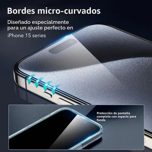 Vista 3 de ESR 3+2 Pack para iPhone 15 Plus Protector de pantalla, Alinear Marco