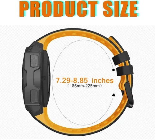 Vista 6 de NotoCity Correa de repuesto de silicona para Garmin Instinct Band compatible con Garmin Instinct 2/Solar/Tactical(negro-amarillo)