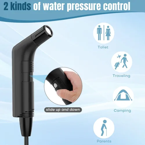 Vista 2 de Teabelle Bidé de viaje recargable eléctrico portátil, pulverizador de presión suave de mano para baño, auto de caravana y campamento al aire libre
