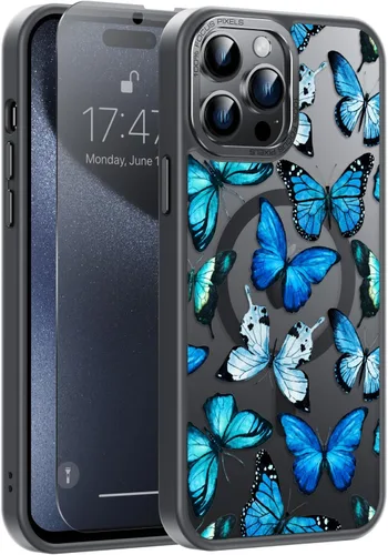 Vista 94 de Goodon para iPhone 15 Pro Max con protector de pantalla de privacidad, compatible con Magsafe, funda translúcida mate a prueba de golpes - Linda