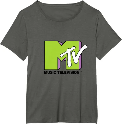 Vista 89 de Camiseta de tratamiento de relleno con logotipo MTV verde lima y morado, Negro, S Azul Marino