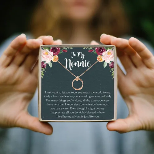 Vista 7 de Necklace Gift For Women and Girls - Adjustable Modern Jewelry Pendant Love Gifting Idea for Her with Heartfelt Card - Long Distance Gifts for Your