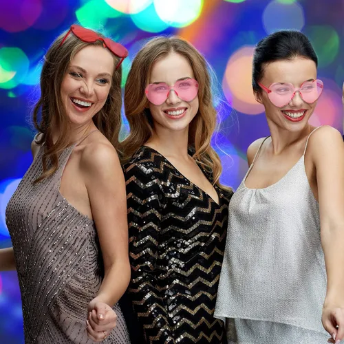Vista 7 de Frienda 6 lentes de sol con forma de corazón rosa para fiestas y cosplay