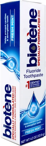 Vista 2 de Pasta de dientes con flúor Biotene fórmula suave Menta Fresca, 4.3 onzas (paquete de 2)