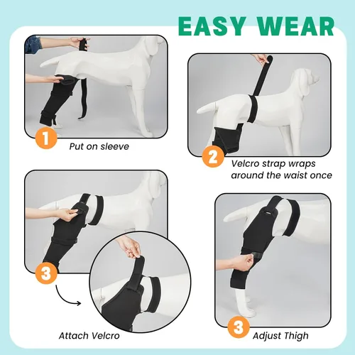Vista 4 de Funda de pierna trasera para perro para dejar de lamer, protector de pierna trasera para recuperación de TPLO, cirugía de ACL, heridas o problemas