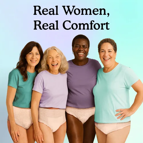 Vista 9 de Because Discreet Maximum Adult Incontinence & posparto ropa interior para mujer, alta absorción, desechable, absorbe hasta 4 tazas, beige