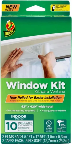 Vista 2 de Duck Kit de aislamiento de ventanas de marca – Kit de sellado de invierno para hasta 10 ventanas – Película retráctil enrollada se corta a medida