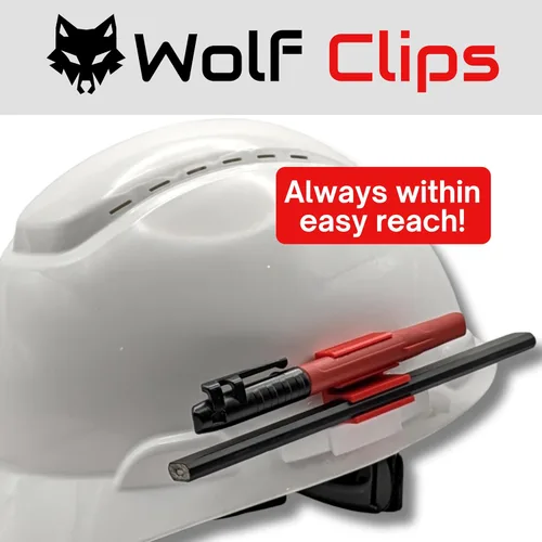 Vista 7 de Diligence, clips de lobo, accesorio para casco duro, marcador y lápiz de carpintero, rojo