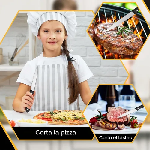 Vista 3 de Lasnten Juego de 100 cuchillos de carne de acero inoxidable de 8.78 pulgadas, punta puntiaguda, mango de plástico, cuchillo de cocina