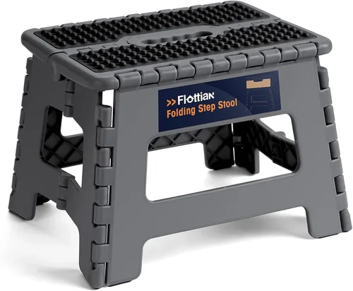 Vista 9 de Flottian Taburete plegable de 13 pulgadas para adultos y niños con capacidad para hasta 300 libras, taburetes plegables antideslizantes con asa