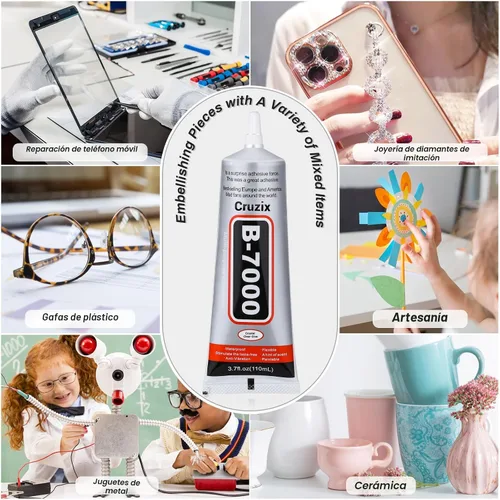Vista 2 de B7000 - Pegamento para cuentas de joyería para hacer joyas, pegamento transparente de cristal 3.7 fl oz B7000+Plus pegamento superadhesivo multiusos