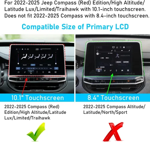Vista 2 de TTCR-II Protector de pantalla compatible con Jeep Compass 2022, 2023, 2024, 2025 y 2026, de 10.1 pulgadas, protector de vidrio templado de 10.1
