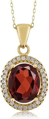 Vista 13 de Gem Stone King Collar con colgante de plata chapada en oro amarillo de 18 quilates de 0.433 x 0.354 in con piedra natal ovalada para mujer