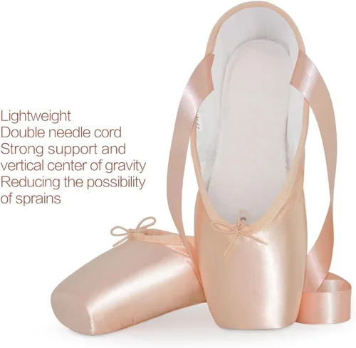 Vista 2 de Zapatos de ballet para adultos, con almohadillas para los dedos y bolsa de malla