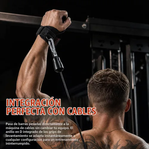Vista 7 de Weight Lifting Grips with D-Ring, Leather Palm and Wrist Support