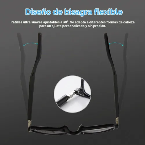 Vista 4 de Gafas inteligentes Al 2026, gafas de traducción Bluetooth con 164 idiomas Lentes fotocromáticas negras